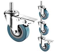 4 Pack 2.5" 3" Swivel Stem Casters M10/M12x30mm Threaded Stem Swivel Wheels | Heavy-Duty Lockable Casters Wheels Replacement With Brake,For Cart, Plant Stand, Cabinet, Tool Boxes(75mm/m12,Swivel+Brake)