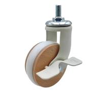 4 Pack 2.5 Inch M8 PVC Wheels with Brake Silent Rolling Casters for Furniture Trolleys & Carts (White Brake Included)