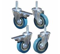 4 Pack 2.5" Industrial Stem Casters Wheels, Swivel Furniture Wheels with Silent Locking, M10/M12 Threaded Replacement, & Wear-Resistant, 200Lbs Load Capacity