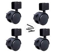 4-Pack 2-Inch Nylon Swivel Wheels for Baby Cribs Furniture Casters with Brake Heavy-Duty 150kg Load Capacity Includes Screws Black U-Shaped Support