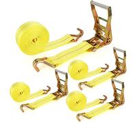 4 Pack 2 Inch Ratchet Straps Heavy Duty 20ft Tie Down Straps Ratchet with Double J Hook, 10000 LBS Break Strength, Cargo Ratchet Straps for Moving, Truck, Trailers, Motorcycles, Kayaks, Car Roof