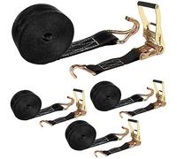 4 Pack 2 Inch Ratchet Straps Heavy Duty 20ft Tie Down Straps Ratchet with Double J Hook, 8000 LBS Break Strength, Cargo Ratchet Straps for Truck, Trailers, Motorcycle, Kayaks, Car Roof