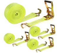 4 Pack 2 Inch Ratchet Straps Heavy Duty 20ft Tie Down Straps Ratchet with Double J Hook, 8000 LBS Break Strength, Cargo Ratchet Straps for Moving, Truck, Trailers, Motorcycles, Kayaks, Car Roof