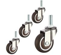 4-Pack 2-Inch Silent Swivel Rubber Casters with Brake M8/10/12 Threaded Stem Heavy-Duty 180lbs Load Capacity Perfect for Carts Displays Workbenches