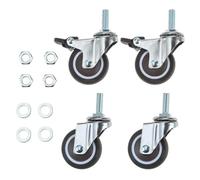 4-Pack 2-Inch Swivel Casters with Brake, M10x22mm Mini Stem Wheels for Furniture, Trolleys, and Carts - Durable and Easy to Install