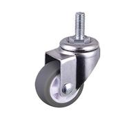 4-Pack 2-Inch TPE Mini Casters with Brake, Noise-Free Universal Glide Wheels for Furniture, Gray Rubber, Fits M10 Screws, Perfect for Smooth Mobility
