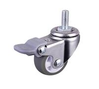 4 Pack 2 Inch TPE Silent Mini Caster Wheels with Brake, Universal Furniture Glide Wheels for Easy Mobility, Noise-Free Gray Rubber (M10 Brake)