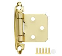 4 Pack 2 Pair Gold Cabinet Hinges - 1/2 inch Overlay Kitchen Cabinet Hinges, Semi-Concealed Hinges, Self Closing Cabinet Door Hinges with Door Bumper, Gold Face Mount Cabinet Hardware