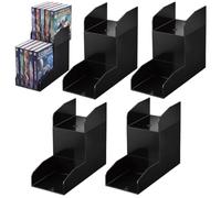 4 Pack 2 Tier Manga Shelf Risers, ABS Double Row Comic Book Storage,Black | Space Saving Deep Shelf Book Stand Organizer, Visible Spine, for Manga, Comic, Figurine, Magazine Display, Bookcase Bookshelf
