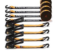 4 Pack 2" x 27' Ratchet Tie Down Straps with J Hooks, 3333 lbs Working Load Cargo Truck Strap Heavy Duty Perfect for Moving Appliances, Lawn Equipment and Motorcycles KODIAK STRAPS