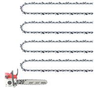 4 Pack 20 Inch Chainsaw Chain for Husqvarna 20” .325" Pitch .050" Gauge 80 Drive Links, Replacement Chains Fit Husqvarna 450 Rancher, 550 XP, 445E, Craftsman, Jonsered and More