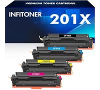 4-Pack 201X 201A CF400X CF400A Compatible for HP M277dw Toner Cartridge Replacement for Color Laserjet pro MFP M277n M252dw M274n M252n M277c6 M277 M252 M274 CF401X ( Black Cyan Yellow Magenta )