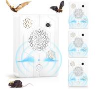 4 Pack 2025 Ultrasonic Bat Repellent Keep Bats Away from Attic Porch House,Rechargeable & Adjustable Bat Deterrent Devices for Indoor Outdoor Use,Safe for Humans and Pets