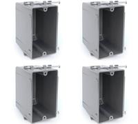 (4 Pack) 22 Cubic Inch Plastic Electrical Box, Grey Deep Outlet Box, One Gang New Work Junction Box, Captive Nails, Length 3.75'', Width 2.25'', Depth 2.9'', PVC Outlet Box, 22.5 Cu. in. Capacity