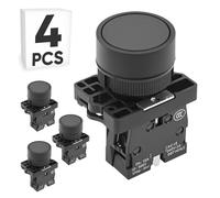 4-Pack 22mm Momentary Push Button Switch 10A 220V 1NO SPST XB2-EA Round Pushbutton Switches for Electrical Electronic Applications - Black