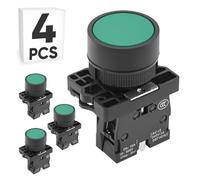 4-Pack 22mm Momentary Push Button Switch 10A 220V 1NO SPST XB2-EA Round Pushbutton Switches for Electrical Electronic Applications - Green