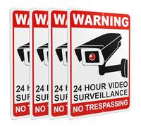 4-Pack 24 Hour Video Surveillance Sign - 10x7 Aluminum No Trespassing Signs
