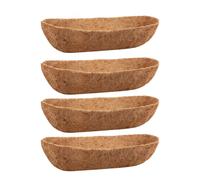 4 Pack 24 Inch Trough Coconut Liners, Natural Liners for Wall Planter, Window Basket Deck Railing Planter
