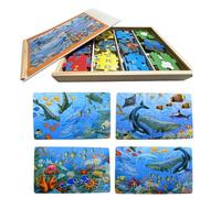 4 Pack 24 Large Piece Puzzles for Adults & Seniors - Dementia & Alzheimer's Activities, Easy-Grip Puzzles for Seniors with Storage Box,Memory Care Gifts