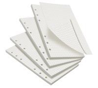 4 Pack 240 Sheets A6 Refills Squared Paper, VEGCOO a6 6 Hole Ring Binder Replacement Page Loose-Leaf Refillable Notebook Planner Inserts, A6 Refill Paper Pad for Office School Home Meeting Records