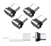 4 Pack 240W USB-C Magnetic Charging Adapter, Type C Magnetic Tip, 480Mbps Data Sync Port Protector for All USB C Cables, Compatible with MacBook, i-Pad, iPhone 17/16/15 Pro Max, Sumsang Galaxy