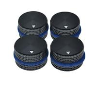 4-Pack 25 * 15.5mm Set Screw Style Aluminium Potentiometer Knobs 1/4" Metal Universal Pot Control Knobs with Indicator for Guitar/Bass/Efffect Pedal/AMPS/Preamps/Audio Equipments Black with Blue Ring