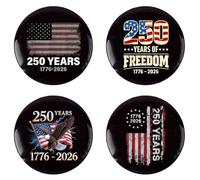 4 Pack 250th Anniversary 250 Year American USA 1776-2026 Anniversary FreedomPins And Button Circle Badges Round Chest Pins Brooch Decor