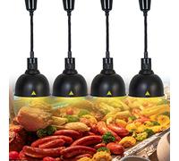 4 Pack 250W Food Warmer Lamp Buffet Heat Lamp with Adjustable 60-180cm Height 25cm Shade Diameter - Perfect for Home Parties & Restaurant Catering