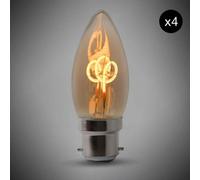 4 Pack - 2W B22 Vintage Edison Candle Led Light Bulb 1800K T-Spiral Filament High Cri Dimmable - Se Home
