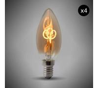 4 Pack - 2W E14 Ses Vintage Edison Candle Led Light Bulb 1800K T-Spiral Filament High Cri Dimmable - Se Home