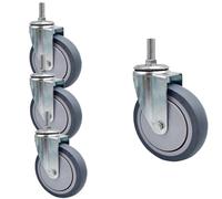 4-Pack 3/4/5 Inch Silent Rubber Swivel Caster Wheels with Brake M20*100 Threaded Stem 660lbs Load Capacity Ideal for Workbench and Furniture Mobility