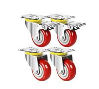 4 Pack 3/4/5" PU Heavy Duty Double Bearing Castor, 75/100/125mm Heavy Duty Castor Wheels, Fixed/Swivel/Brake Casters(3"(2 swivel brake+2 swivel))