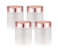 4 Pack,3.4 oz Frosted Glass Jars with Lids,Round Empty Storage Containers with Rose-Golden Lids & Inner Liners,Travel Jars Pot for Cosmetics,Gel,Scrubs,Makeup,Face Cream Lotion