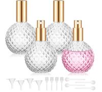 4 Pack 3.4oz 100ml Transparent Glass Perfume Atomizers Bulk, Refillable Vintage Travel Cologne Spray Bottles Empty for Women with Leak-proof & 3 Kinds of Dispenser for Cosmetic Liquids, Home Decor