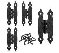 4 Pack 3.54" Decorative Hinges Black Antique Iron H Shaped Cabinet H-Hinges Cold Rolled Steel Cabinet Door Small Hinge for Wood Flat Small Black Decorative Hinge for Cupboard Wardrobe Drawer