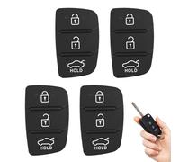 4 Pack 3 Button Key Fob Rubber Pad Replacement, Car Replacement Rubber Pads Compatible with Hyundai i40 i30 i20 i10 ix20 ix30 ix35 Tucson Accent Santa Fe Elantra Car Key Case Buttons Cover