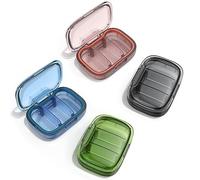 4 Pack 3 Compartment Small Pill Box, Moisture Proof Pill Case, Travel Pill Organizer for Pocket Purse, Daily Portable Medicine Vitamin Box, Fish Oil Box, Supplement Box