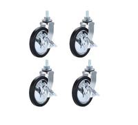 4-pack 3-inch lead screw chrome plated/braked dining wheel PP caster trolley silent wheel furniture(Brake)