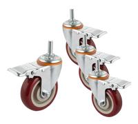 4-Pack 3-Inch M16*30mm Swivel Caster Wheels with Brake, 790lbs Load Capacity, Noise-Free Polyurethane Wheels for Furniture, Workbenches, Carts - & Easy to Install