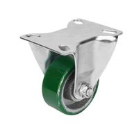 4 Pack 3 Inch Rigid Caster Wheels with Hooded Top Plate and Thermoplastic PU Rubber Heavy Duty Industrial Units with Galvanized Steel Brackets for 4 Bolt Plate Mounting