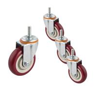 4-Pack 3-Inch Swivel Caster Wheels with Brake, M16*30mm Threaded Stem, 790lbs Load Capacity, No Noise Polyurethane Wheels for Furniture, Workbenches, Carts