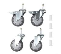 4-Pack 3 Inch Swivel Casters with Stem Mount, TPR Rubber Wheels for Heavy Duty Carts, 2 Locking and 2 Swivel Castors for Mop Buckets Grills Furniture