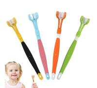 4 Pack 3-Sided Toothbrush Set - Triple-Sided Soft Bristles Toothbrush for Effective Cleaning, Travel-Friendly, Durable Handle - Four Colors for Daily Use
