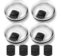 4-Pack 30 oz Tumbler Lid Compatible with YETI Rambler, Magnetic Slider Spill-Proof Lid Replacement for 30 oz Tumbler, 14 oz Mug, 35 oz Straw Cup，BPA-Free, Splash Resistant(4 Extra Slider Covers)