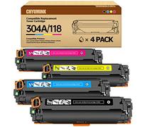 4 Pack 304A CC530A CC531A CC532A CC533A Compatible Toner Cartridges for use with Color LaserJet CP2025 CP2025dn; Canon imageCLASS MF726Cdw LBP7660Cdn MF8350Cdn (Black Cyan Yellow Magenta)