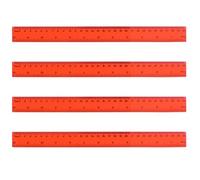 4 Pack 30cm Clear Plastic Ruler - 12 Inches Red Shatter Resistant Metric Transparent Straight Measuring Ruler Tool for Student School Office