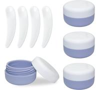 4 Pack 30ML Travel Containers for Toiletries,Silicone Cream Jars with Spatulas Tool,Travel Size Containers, Leak-proof Essentials for Cosmetic Face Body Hand Cream Deep purple