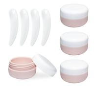 4 Pack 30ML Travel Containers for Toiletries,Silicone Cream Jars with Spatulas Tool,Travel Size Containers, Leak-proof Essentials for Cosmetic Face Body Hand Cream Beige