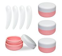 4 Pack 30ML Travel Containers for Toiletries,Silicone Cream Jars with Spatulas Tool,Travel Size Containers, Leak-proof Essentials for Cosmetic Face Body Hand Cream Pink
