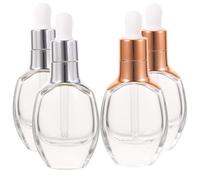 4 Pack 35ml Glass Dropper Bottles for Essential Oil and Skincare | Leak-proof Precise Dispensing, Bamboo Cap Design, DIY Bathroom Vanity Storage, Random Colour Finish Random Color